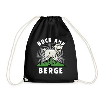 Bock auf Berge - Spruch - lustiges Wortspiel - Turnbeutel - Schwarz - Vorne