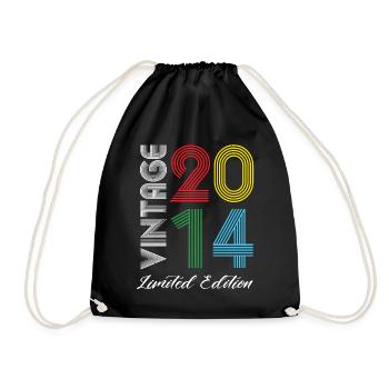 Vintage 2014 Vintage Birthday Retro Vintage - Drawstring Bag - black - Front