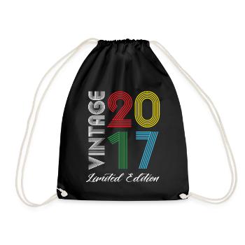 Vintage 2017 Vintage Birthday Retro Vintage - Drawstring Bag - black - Front