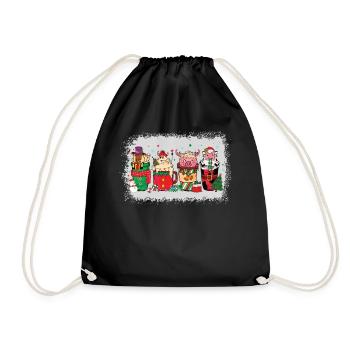 Christmas coffee cup bleached - Drawstring Bag - black - Front