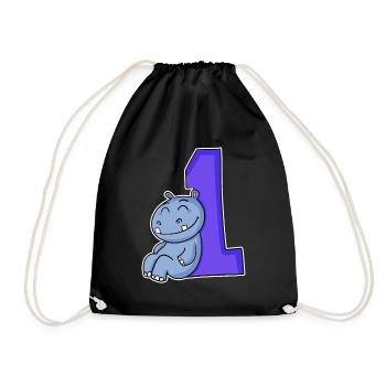 1 an - Inscription - Motif hippopotame - Gagner - Sac de sport léger - noir - Devant