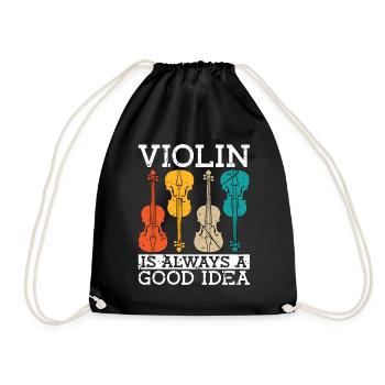 Violin Is Always A Retro Classical Music Violinist - Drawstring Bag - black - Front