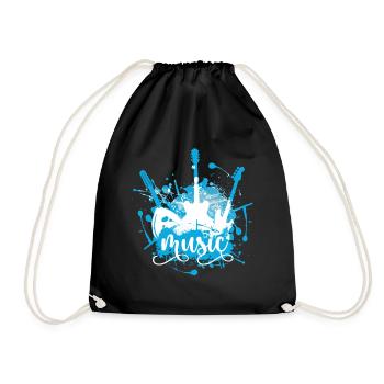 Music Musical Instruments Sheet Music Motif - Gift Idea - Drawstring Bag - black - Front