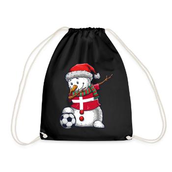 Soccer Boy Dabbing Snowman Weihnachtstrikot - Turnbeutel - Schwarz - Vorne
