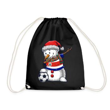 Soccer Boy Dabbing Snowman Christmas Jersey Costa - Drawstring Bag - black - Front