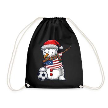 Soccer Boy Dabbing Snowman Weihnachtstrikot - Turnbeutel - Schwarz - Vorne