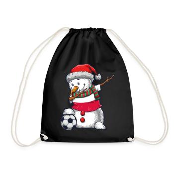 Soccer Boy Dabbing Snowman Weihnachtstrikot - Turnbeutel - Schwarz - Vorne