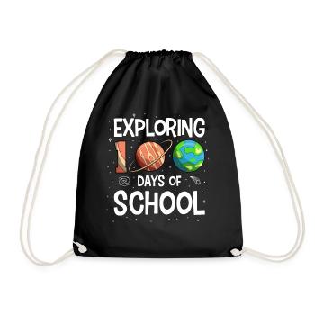 100 Days of School Space Planet Astronaut - Drawstring Bag - black - Front