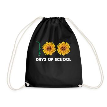 100 Days of School Sunflowers with Flowers School - Drawstring Bag - black - Front