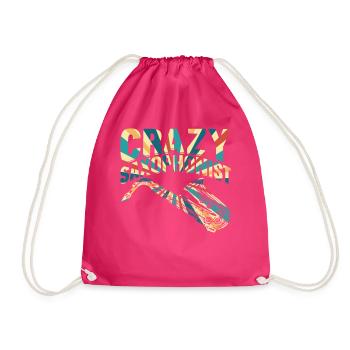 Crazy Saxophonist Sax Musician Sax Instrument Saxo - Drawstring Bag - fuchsia - Front