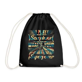 Je joue du saxophone quel est votre superpouvoir - Sax & Mu - Sac de sport léger - noir - Devant