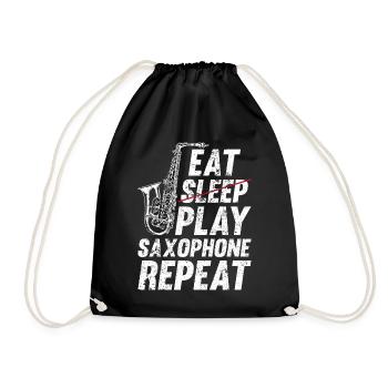 Eat Sleep Play Saxophone Repeat Sax Player Saxopho - Drawstring Bag - black - Front