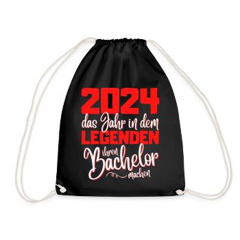 Lustiges Bachelor 2024 Abschluss Legenden - Turnbeutel - Schwarz - Vorne