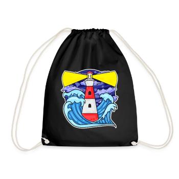 Lighthouse Coast Sea Sea - Drawstring Bag - black - Front
