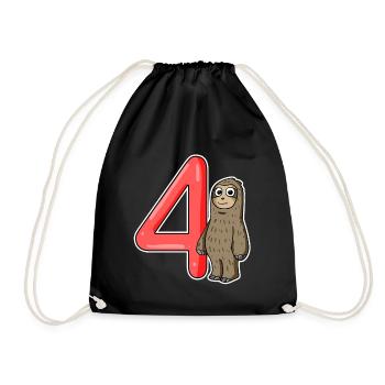 4 Jahre alt - 4. Geburtstag mit Tier Motiv - Turnbeutel - Schwarz - Vorne
