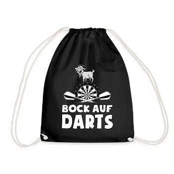 Bock auf Darts - Spruch - lustiges Wortspiel - Turnbeutel - Schwarz - Vorne