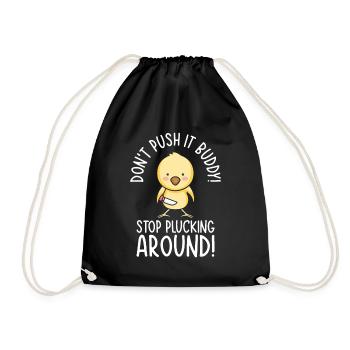 Mean Pet Cute Chicken Plucking Bird Chicken Lover - Drawstring Bag - black - Front