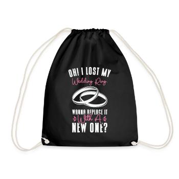 Couple Relationship Wedding Ring Pick Up Lines - Drawstring Bag - black - Front