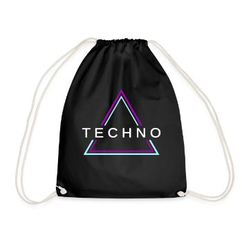 Techno House Party EDM Festival Goa Electro Rave - Drawstring Bag - black - Front