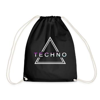 Techno House Party EDM Festival Goa Electro Rave - Drawstring Bag - black - Front