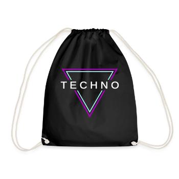 Techno House Party EDM Festival Goa Electro Rave - Drawstring Bag - black - Front