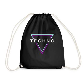 Techno House Party EDM Festival Goa Electro Rave - Drawstring Bag - black - Front