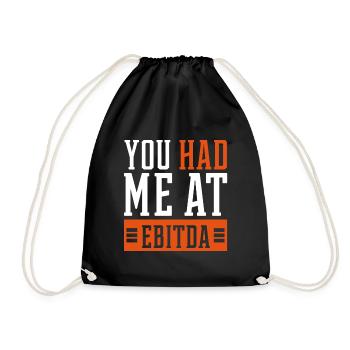You Had Me at EBITDA - Accountant Funny Gift - Drawstring Bag - black - Front