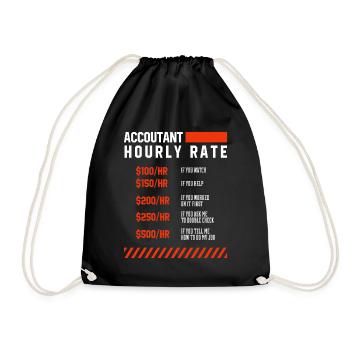 Accountant Hourly Rate - Accountant Funny Gift - Drawstring Bag - black - Front