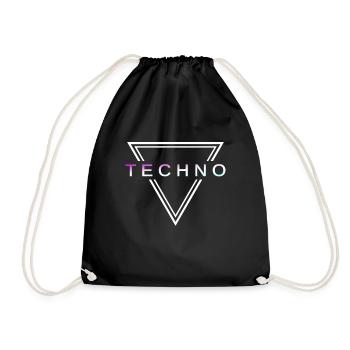 Techno House Party EDM Festival Goa Electro Rave - Drawstring Bag - black - Front