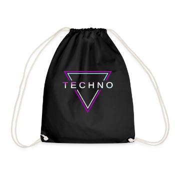 Techno House Party EDM Festival Goa Electro Rave - Drawstring Bag - black - Front
