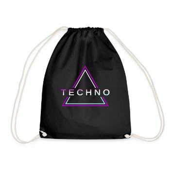 Techno House Party EDM Festival Goa Electro Rave - Drawstring Bag - black - Front