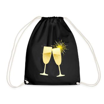 Cheers! glasses with fireworks - Drawstring Bag - black - Front