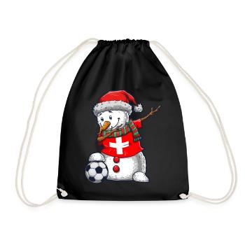 Soccer Boy Dabbing Snowman Weihnachtstrikot - Turnbeutel - Schwarz - Vorne