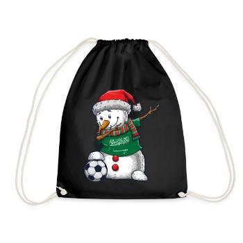 Soccer Boy Dabbing Bonhomme de neige Maillot de Noël Saoudien - Sac de sport léger - noir - Devant
