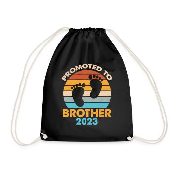 Promoted To Brother 2023 Retro Sunset - Drawstring Bag - black - Front