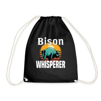 Buffalo Bison Ox Indian American - Drawstring Bag - black - Front