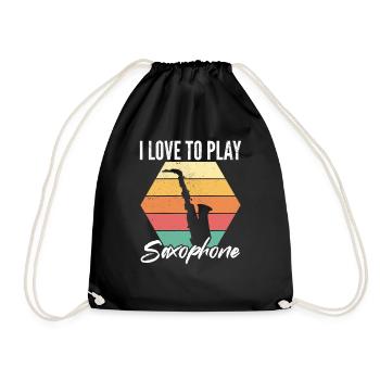 I Love To Play Saxophones - Saxophonist Sax Player - Drawstring Bag - black - Front