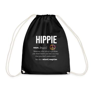 Hippie Tshirt Peace Movement Woodstock Boho Groove - Drawstring Bag - black - Front