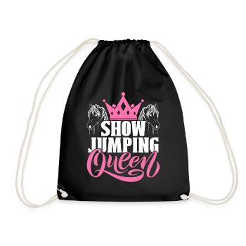 Show Jumping Queen Horse Riding Equine Show Jumper - Drawstring Bag - black - Front