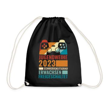 Jugendweihe 2023 Schwierigkeitsgrad Erwachsen - Turnbeutel - Schwarz - Vorne