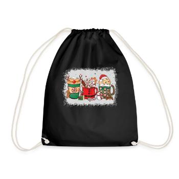 Christmas Hot Chocolate Cup - Drawstring Bag - black - Front