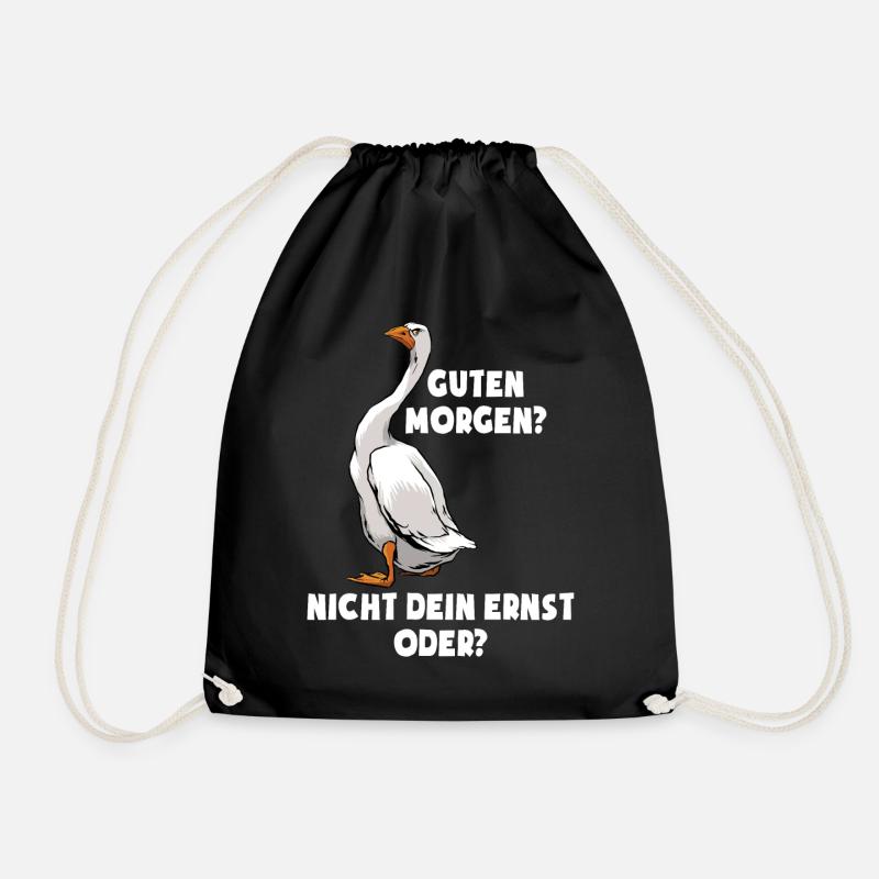 Guten Morgen - Morgenmuffel - lustige Gans - Turnbeutel - Schwarz