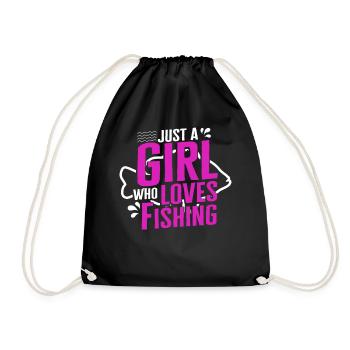 Chemise de pêche, juste une fille qui aime la pêche - Sac de sport léger - noir - Devant