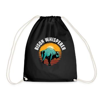 Buffalo Bison Ox Indian American - Drawstring Bag - black - Front
