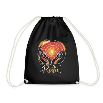 Energy Chakra Holistic Healing Hands Reiki - Drawstring Bag - black - Front