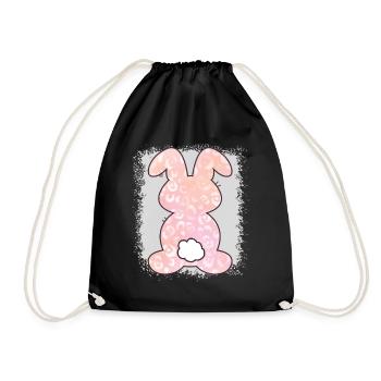Leopardenmuster Gebleichter Osterhase - Turnbeutel - Schwarz - Vorne