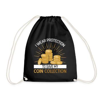Coin Collector Numismatics Rare Coins Coin Lover - Drawstring Bag - black - Front