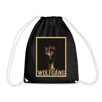 WOLFGANG Nom Tenue de loup pour le jour du nom avec le nom - Sac de sport léger - noir - Devant