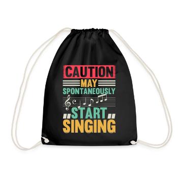 Music Lover - Caution May Spontaneously Start Sing - Turnbeutel - Schwarz - Vorne