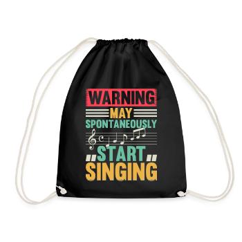 Music Lover - Warning May Spontaneously Start Sing - Turnbeutel - Schwarz - Vorne